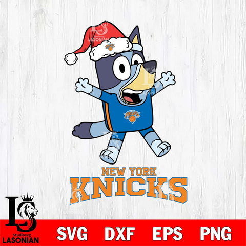 New York Knicks Bluey Happy Christmas Svg Eps Dxf Png File, Digital Download