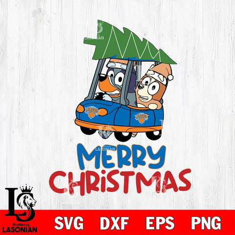 New York Knicks Bluey Merry Christmas Svg Eps Dxf Png File, Digital Download