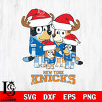 New York Knicks Christmas Bluey Santa Family Svg , Christmas Svg , Bluey svg , Digital Download, dxf eps png pdf file