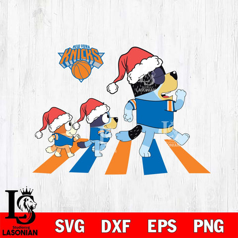 New York Knicks Family Bluey Walking Christmas Svg Eps Dxf Png File, Digital Download, Instant Download