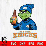 New York Knicks Grinch Drinking Beer Christmas Cut Files Cricut, Svg Dxf Eps Png file , Silhouette