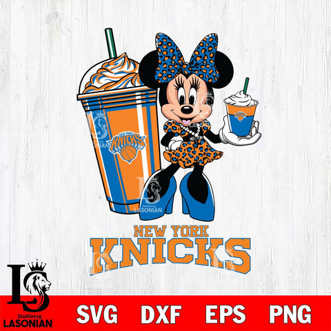 New York Knicks Minnie Mouse Fan And Coffee Svg Eps Dxf Png File, Digital Download, Instant Download