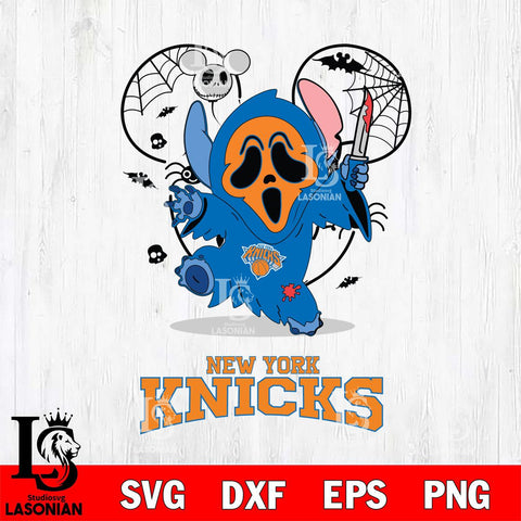 New York Knicks Stitch Ghost Face Halloween 2 Svg Eps Dxf Png File, Digital Download, Instant Download