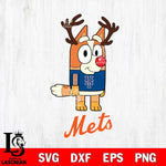 New York Mets Bluey Chilli Christmas Deer Svg Eps Dxf Png File, Digital Download