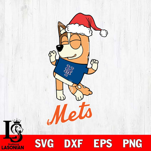 New York Mets Bluey Chilli Happy Christmas Svg Eps Dxf Png File, Digital Download