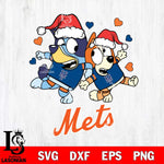 New York Mets Bluey Christmas 2 Svg Eps Dxf Png File, Digital Download