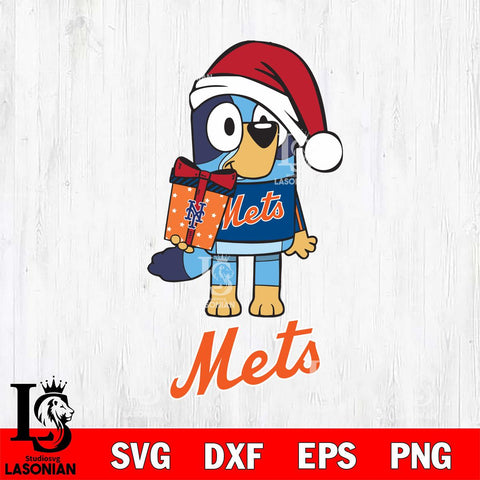 New York Mets Bluey Christmas Svg Eps Dxf Png File, Digital Download