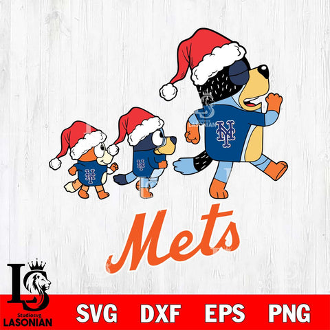 New York Mets Bluey Family Christmas Svg Eps Dxf Png File, Digital Download