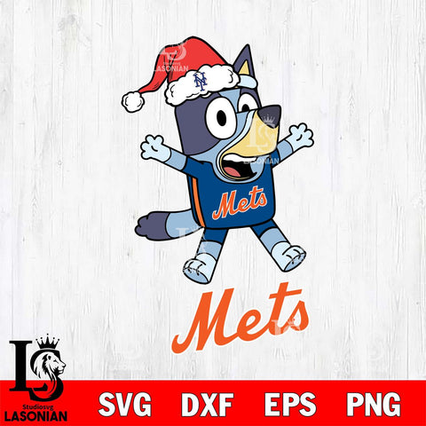 New York Mets Bluey Happy Christmas Svg Eps Dxf Png File, Digital Download