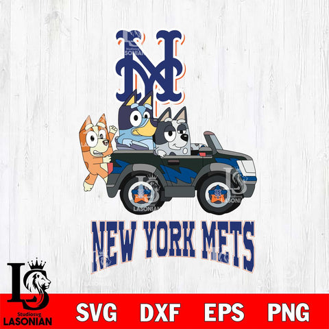 New York Mets Bluey friends Svg Eps Dxf Png File, MLB svg, Digital Download, Instant Download