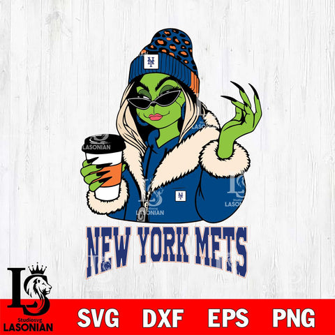 New York Mets Boujee Grinch Girls Christmas Cut Files Cricut, Svg Dxf Eps Png file , Silhouette