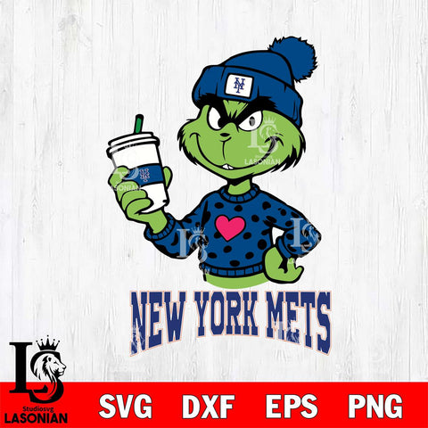 New York Mets Boujee Grinch Heart Christmas Cut Files Cricut, Svg Dxf Eps Png file , Silhouette