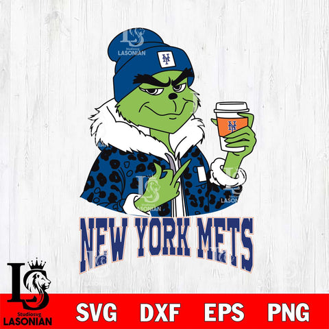 New York Mets Boujee Grinch Leopard Christmas Cut Files Cricut, Svg Dxf Eps Png file , Silhouette