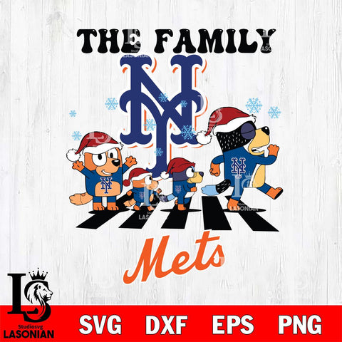 New York Mets Family Bluey Christmas Svg Eps Dxf Png File, Digital Download