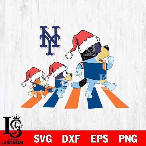 New York Mets Family Bluey Walking Christmas Svg Eps Dxf Png File, Digital Download, Instant Download