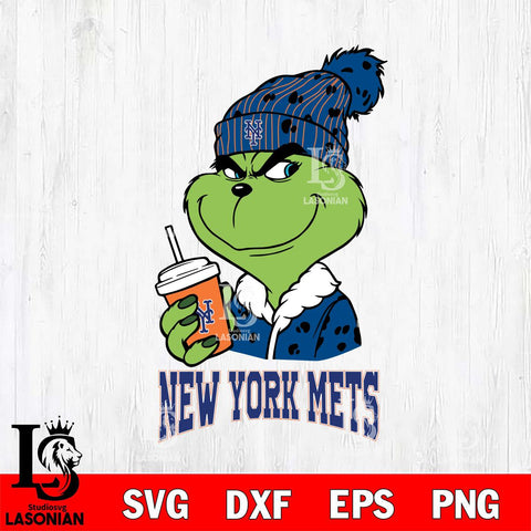 New York Mets Grinch Cofffe Christmas Cut Files Cricut, Svg Dxf Eps Png file , Silhouette