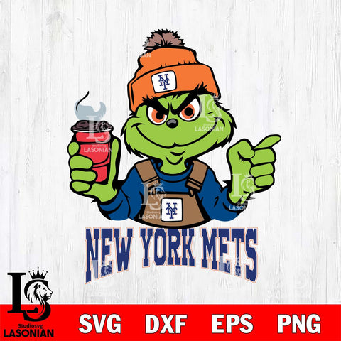 New York Mets Grinch with coffee Svg Eps Dxf Png File, Digital Download, Instant Download