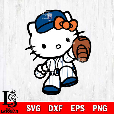 New York Mets Hello Kitty 3 Svg Eps Dxf Png File, Digital Download, Instant Download