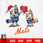 New York Mets Love Bluey Christmas Svg Eps Dxf Png File, Digital Download