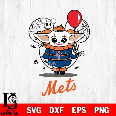 New York Mets Stitch Pennywise Halloween Svg Eps Dxf Png File, Digital Download, Instant Download