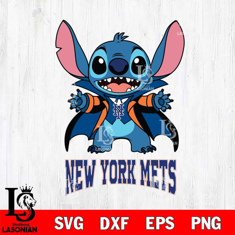 New York Mets Stitch Vampire halloween Svg Eps Dxf Png File, MLB svg, Digital Download, Instant Download