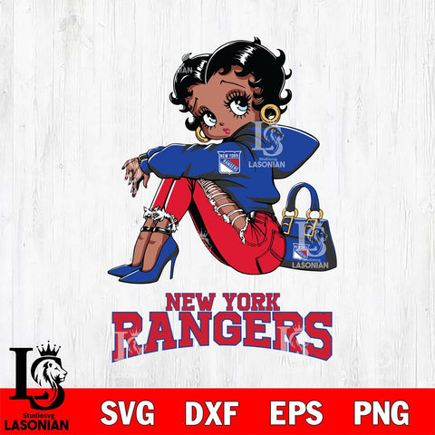 New York Rangers Betty Boop Black Fan Girl Svg Eps Dxf Png File, Digital Download, Instant Download