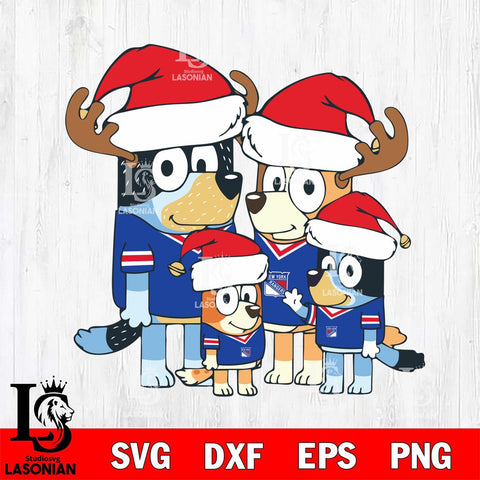 New York Rangers Bluey Santa Family Svg Eps Dxf Png File, Digital Download, Instant Download