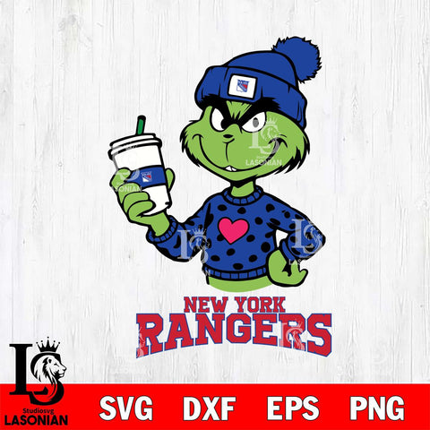 New York Rangers Boujee Grinch Heart Christmas Cut Files, Cricut,Christmas Svg Dxf Eps Png file , Digital Download