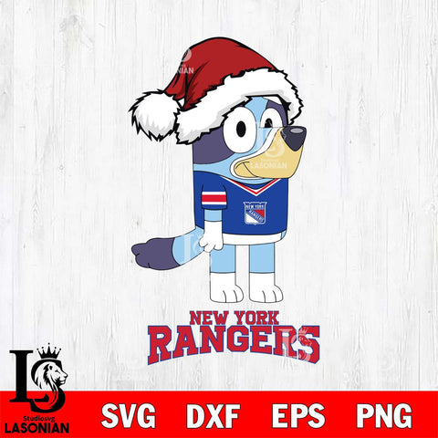 New York Rangers Christmas Bluey Hat Svg, Christmas Svg , NHL svg , Digital Download, dxf eps png pdf file