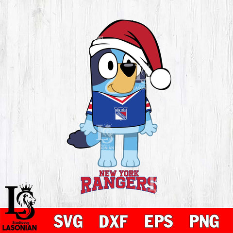 New York Rangers Christmas Bluey Sport Svg, Christmas Svg , NHL svg , Digital Download, dxf eps png pdf file