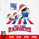 New York Rangers Christmas Family Bluey Walking Svg, Christmas Svg , NHL svg , Digital Download, dxf eps png pdf file