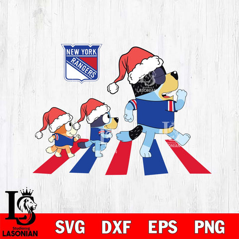 New York Rangers Family Bluey Walking Christmas Svg Eps Dxf Png File, Digital Download, Instant Download