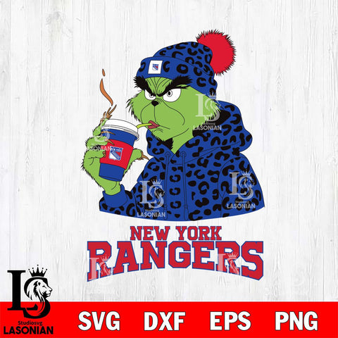 New York Rangers Grinch Leopard Christmas Cut Files, Cricut,Christmas Svg Dxf Eps Png file , Digital Download