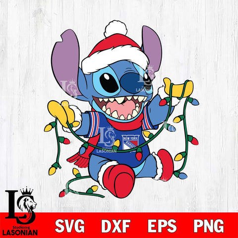 New York Rangers Stitch Christmas Lights Svg Eps Dxf Png File, Digital Download, Instant Download