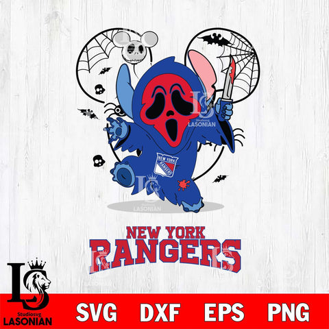 New York Rangers Stitch Ghost Face Halloween 2 Svg Eps Dxf Png File, Digital Download, Instant Download