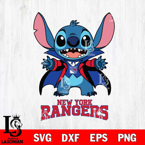 New York Rangers Stitch Vampire halloween Svg Eps Dxf Png File, NHL svg, Digital Download, Instant Download