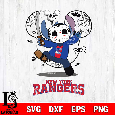 New York Rangers Stitch jason voorhees Halloween Svg Eps Dxf Png File, Digital Download, Instant Download