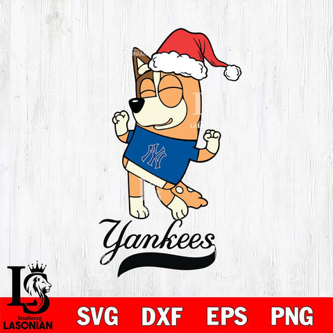 New York Yankees Bluey Chilli Happy Christmas Svg Eps Dxf Png File, Digital Download