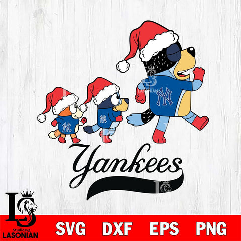 New York Yankees Bluey Family Christmas Svg Eps Dxf Png File, Digital Download