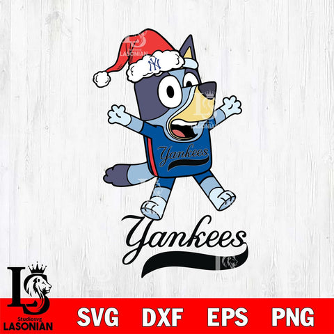 New York Yankees Bluey Happy Christmas Svg Eps Dxf Png File, Digital Download