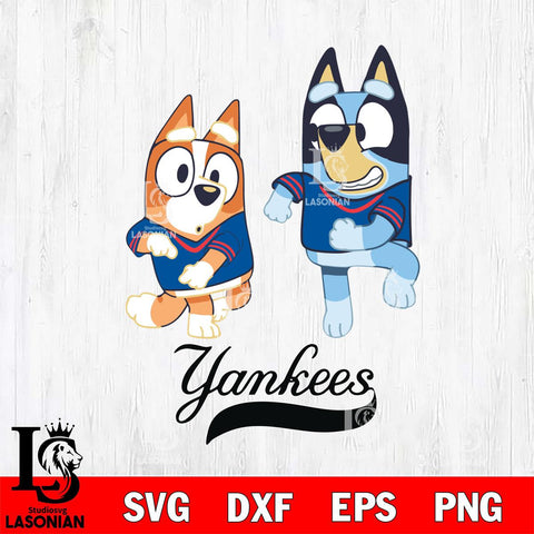 New York Yankees Bluey with Chilli Dance Svg Eps Dxf Png File, Digital Download, Instant Download