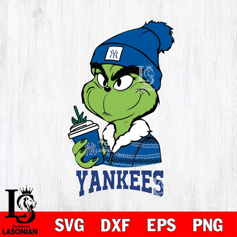 New York Yankees Boujee Grinch Christmas Cut Files Cricut, Svg Dxf Eps Png file , Silhouette