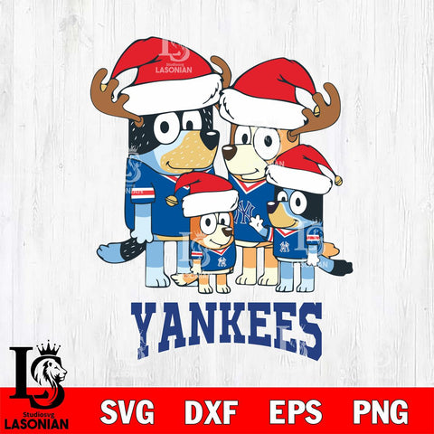 New York Yankees Christmas Bluey Santa Family Cricut , Christmas Svg , Bluey svg , Digital Download, dxf eps png pdf file