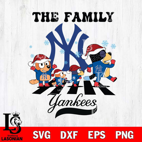 New York Yankees Family Bluey Christmas Svg Eps Dxf Png File, Digital Download