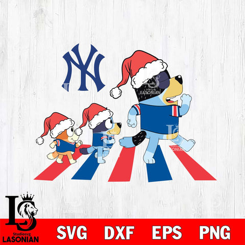 New York Yankees Family Bluey Walking Christmas Svg Eps Dxf Png File, Digital Download, Instant Download