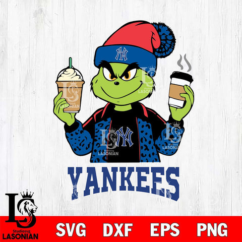 New York Yankees Grinch 2 coffee Svg Eps Dxf Png File, Digital Download, Instant Download