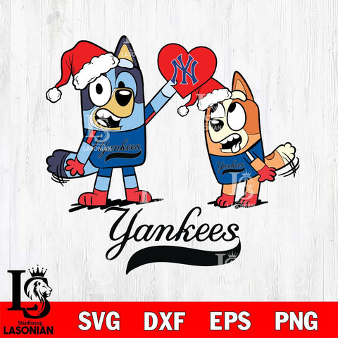 New York Yankees Love Bluey Christmas Svg Eps Dxf Png File, Digital Download