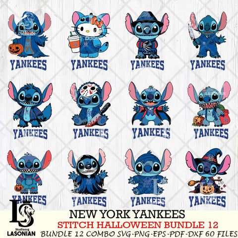 New York Yankees Stitch Horror Bundle 12 SVG Svg Eps Dxf Png File, MLB svg, Digital Download, Instant Download