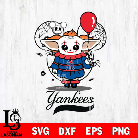 New York Yankees Stitch Pennywise Halloween Svg Eps Dxf Png File, Digital Download, Instant Download