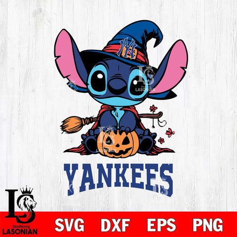 New York Yankees Stitch witch Svg Eps Dxf Png File, MLB svg, Digital Download, Instant Download